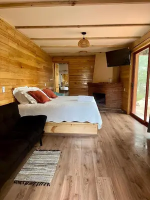 Cama o camas de una habitación en San José del Pacífico- Cabañas Camino al Cielo 2