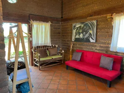 Zona de estar de Cabañas el lago