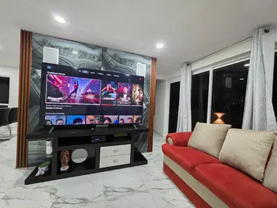 Una televisión o centro de entretenimiento en Casa vacacional en zacatlan puebla