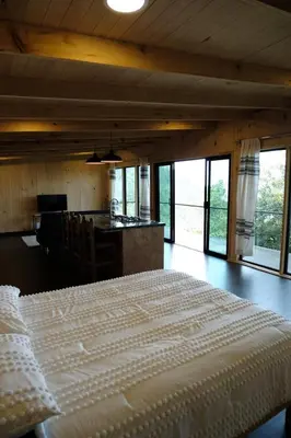 Cama o camas de una habitación en Cabaña Casa de Roberto