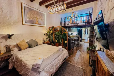 Una televisión o centro de entretenimiento en Loft Iduri en ValQuirico