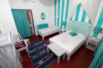 Cama o camas de una habitación en BEACH HOTEL INES en Zicatela