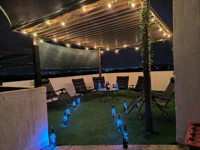 Plano de Departamento y Terraza Privada, Grill, Alberca y Aire Acondicionado