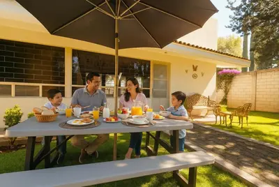 Clientes alojados en Sólo para ti, jacuzzi, gran jardín, fogata y palapa