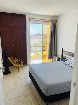 Cama o camas de una habitación en Casa Azul de descanso, alberca, billar, asador y roof garden privado