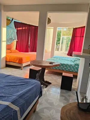 Cama o camas de una habitación en Fiesta Zipolite