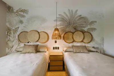 Cama o camas de una habitación en Palmas Apartment with Private Pool in Huatulco Bays