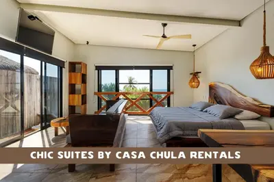Cama o camas de una habitación en Magnifico Loft para 2 con Vista al Mar de Zicatela