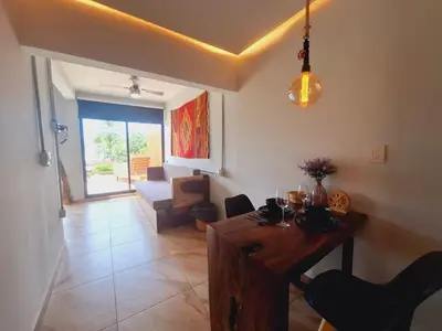 Zona de estar de Espectacular Suite Frente a Playa Zicatela 1BDR