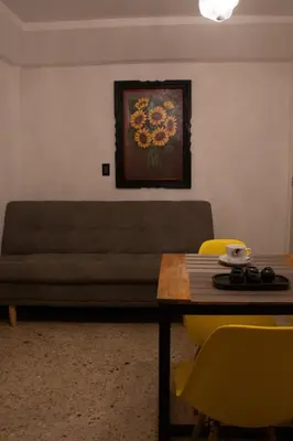 Zona de estar de Two-bedroom apartment with AC in the center Oaxaca