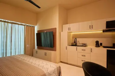 Una televisión o centro de entretenimiento en Casa Eucaliptos