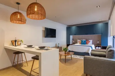Cama o camas de una habitación en Luxury Apartment in Narvarte 104
