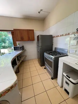 Plano de confortable casa de 3 habitaciones con aire acondicionado