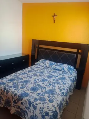 Cama o camas de una habitación en Casa en fraccionamiento en Ahuatepec con alberca, cancha y cerca de Tepoztlán