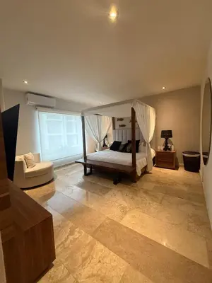 Cama o camas de una habitación en Villa Santorini Palm House-Luxury Villa