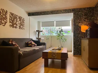 Zona de estar de Cerca del centro de Coyoacán, Departamento planta baja con jardín