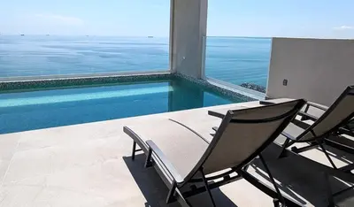 Plano de DEPTO PALMAS VIP Depa frente al mar con alberca y estacionamiento Roof vip