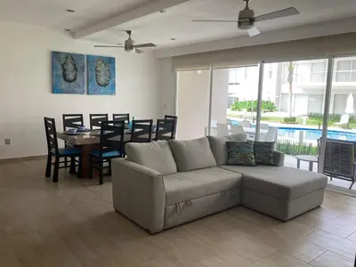Zona de estar de An incredible luxury apartment on the ground floor in Vidamar Residencial