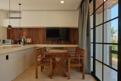 Una cocina o zona de cocina en Hotel Compartir