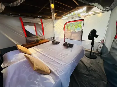 Cama o camas de una habitación en OJO VERDE Mazunte
