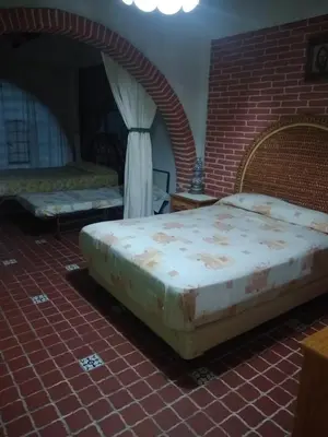 Cama o camas de una habitación en Alberca y jardín Palmeras