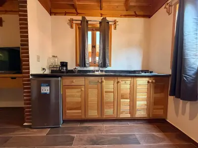 Una cocina o zona de cocina en Cabañas Tlaxomolco