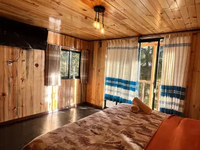 Cama o camas de una habitación en Cabaña OLIN