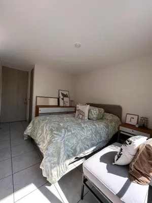 Cama o camas de una habitación en Departamento cerca Aeropuerto CDMX foro GNP y metro a pasos