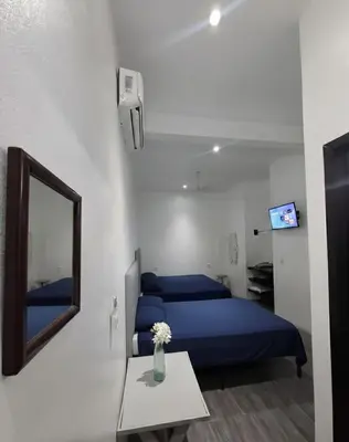 Cama o camas de una habitación en Casa Delfines Puerto Escondido
