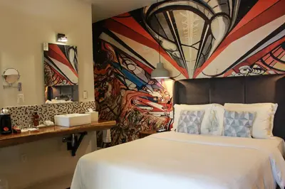 Cama o camas de una habitación en TRES79 Hotel Boutique Orizaba
