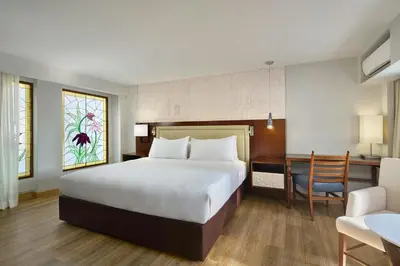Cama o camas de una habitación en Marriott Puebla Hotel Meson del Angel