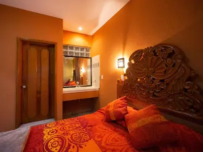 Cama o camas de una habitación en Hotel el Ángel Taxco