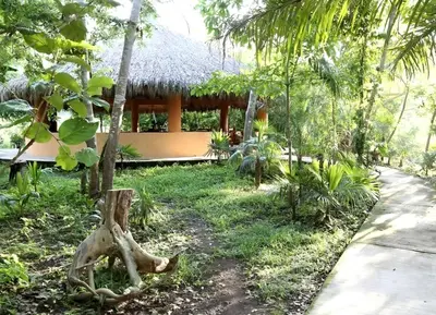 Jardín al aire libre en cabañas Camino Mágico