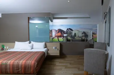 Cama o camas de una habitación en Hotel Xcoco Inn