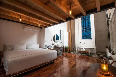 Cama o camas de una habitación en Hotel Los Amantes