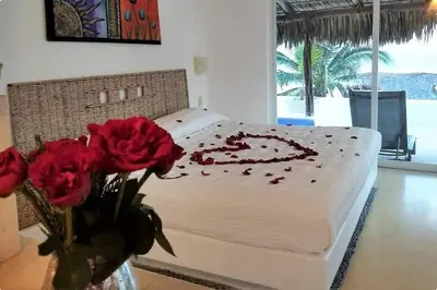 Cama o camas de una habitación en Villa Rincon del Mar & Villa Rincon de las Morenas