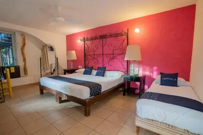 Cama o camas de una habitación en Hotel Mision, Acapulco centro