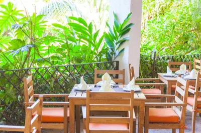 Jardín al aire libre en Villa Blanca Huatulco