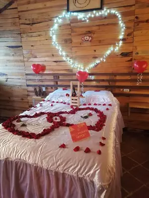 Cama o camas de una habitación en Cabanas Sierra Nublada