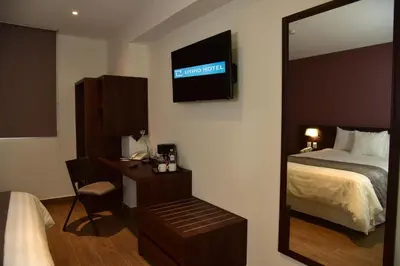 Cama o camas de una habitación en Lithio Hotel
