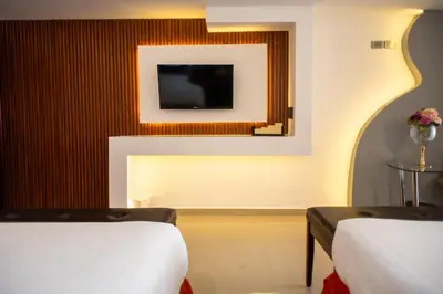 Cama o camas de una habitación en Hotel Atenas