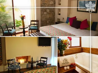 Cama o camas de una habitación en Hotel Boutique La Casona de Don Porfirio