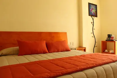 Cama o camas de una habitación en Hotel Señorial Tlaxcala
