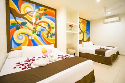 Cama o camas de una habitación en Hotel Posada Diamante
