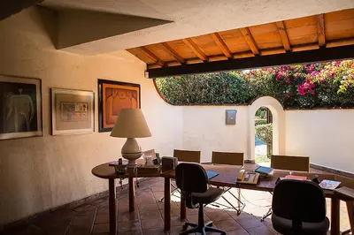 Zona de estar de Casa Bugambilia, Un Pequeño Hotel en Tepoztlán