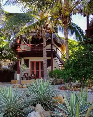 Jardín al aire libre en Cabañas Punta Placer