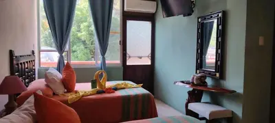 Una televisión o centro de entretenimiento en Hotel La Cabaña