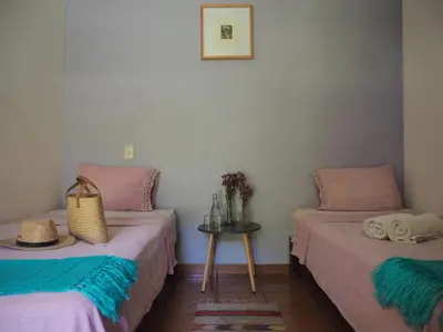 Cama o camas de una habitación en Azul Cielo Hostel