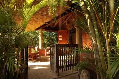 Jardín al aire libre en LA LOMA LINDA, Bungalows, Yoga and Feldenkrais, STARLINK INTERNET