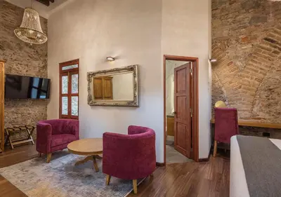 Una televisión o centro de entretenimiento en Hotel Casa Monarca